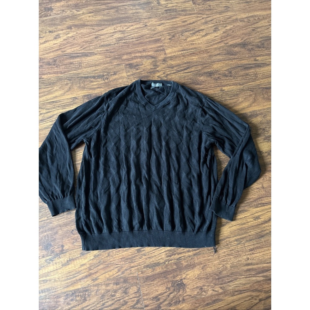 Lyle & Scott Cotton V-Neck Sweater Pullover Men's Northern Isles Size L BK